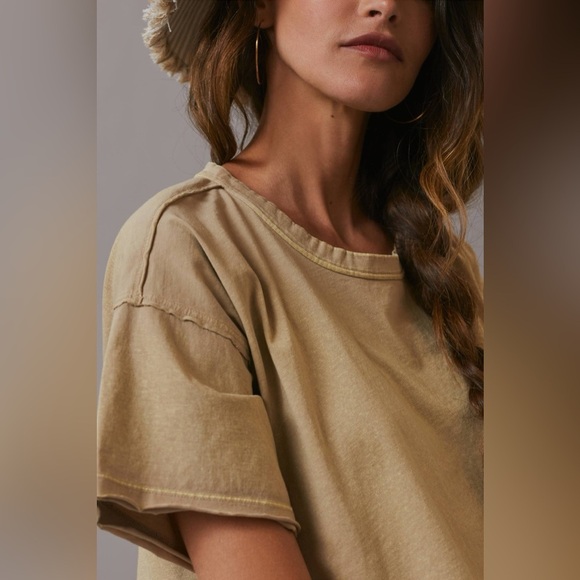 Pilcro Anthropologie Sustainable Vegetable-Dye Tee Medium green 100% cotton crop - Picture 5 of 12